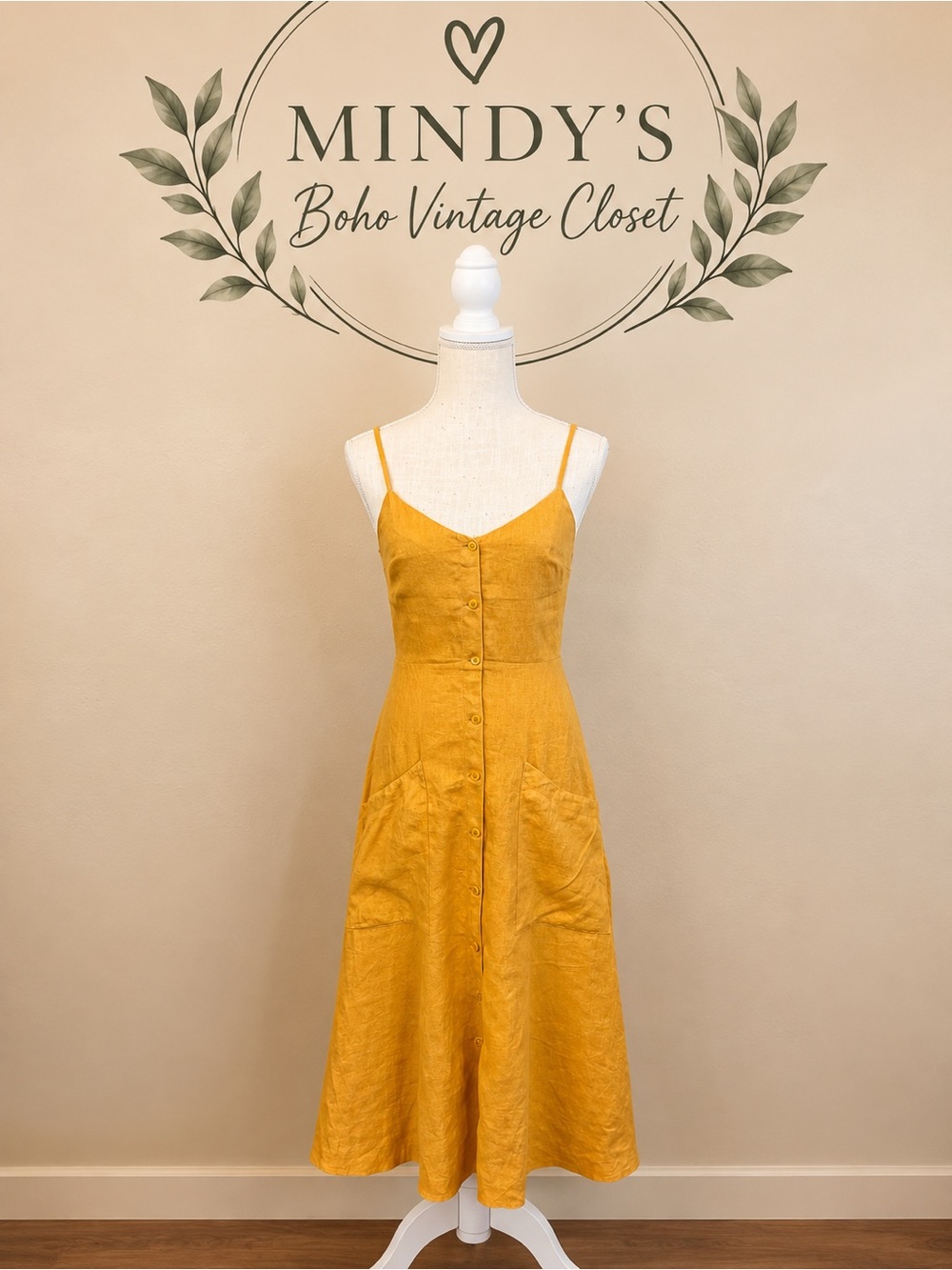 Reformation Mustard Yellow Asymmetrical Midi Dress